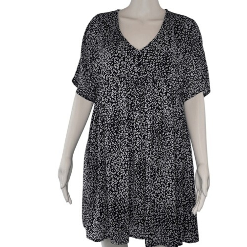 Umgee Black & White Short Sleeve Dress
